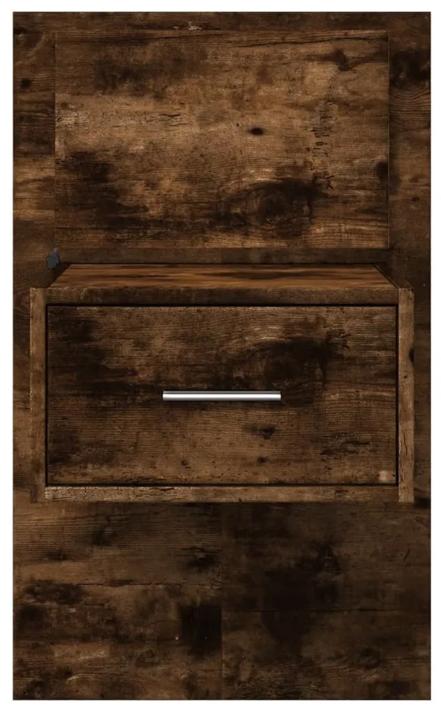 Mesa de cabeceira de parede com luzes LED carvalho fumado