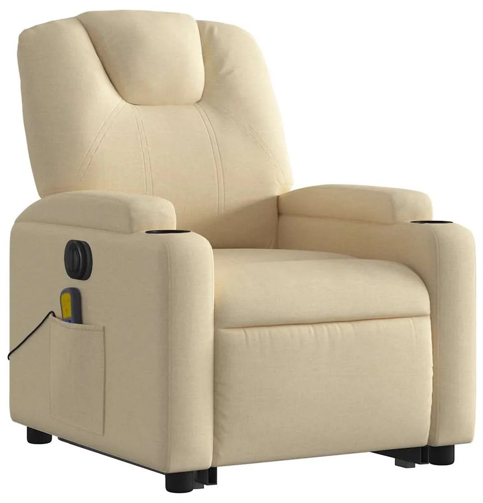 Poltrona elétrica elevatória massagens tecido creme