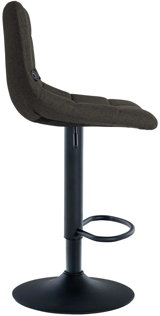 Banco de bar Jerry em tecido com estrutura preta 87-108,5 x 43 x 46,5 cm Cinzento escuro