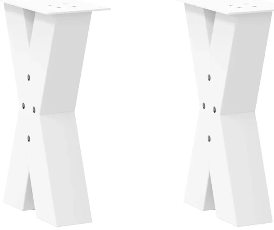 vidaXL Pés para mesa de centro em formato de X, 2 peças, branco, 38x(42-43) cm, aço