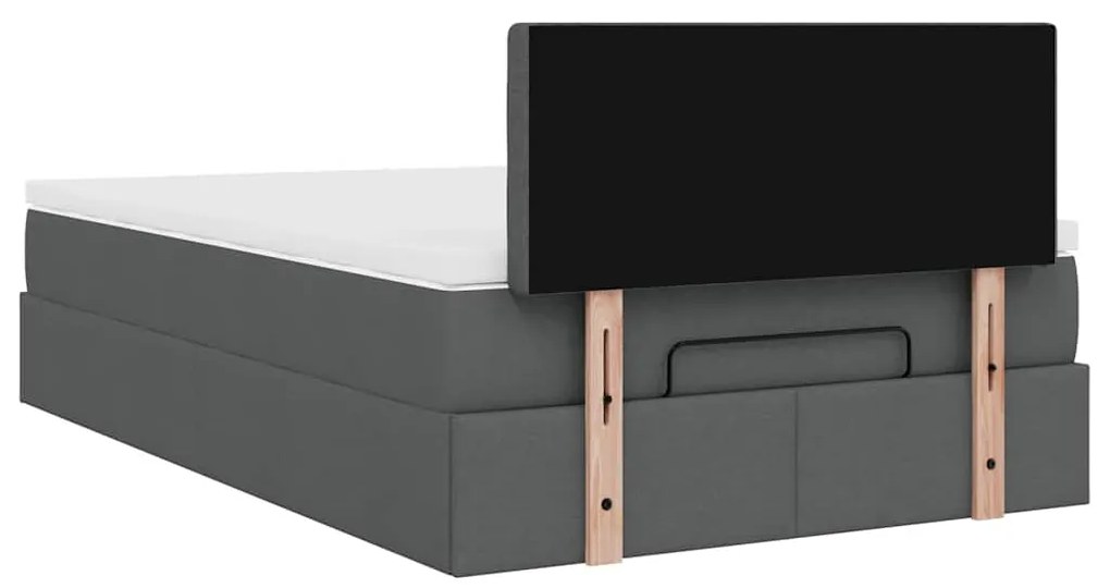Cama otomana com colchão 120x190 cm tecido cinzento escuro