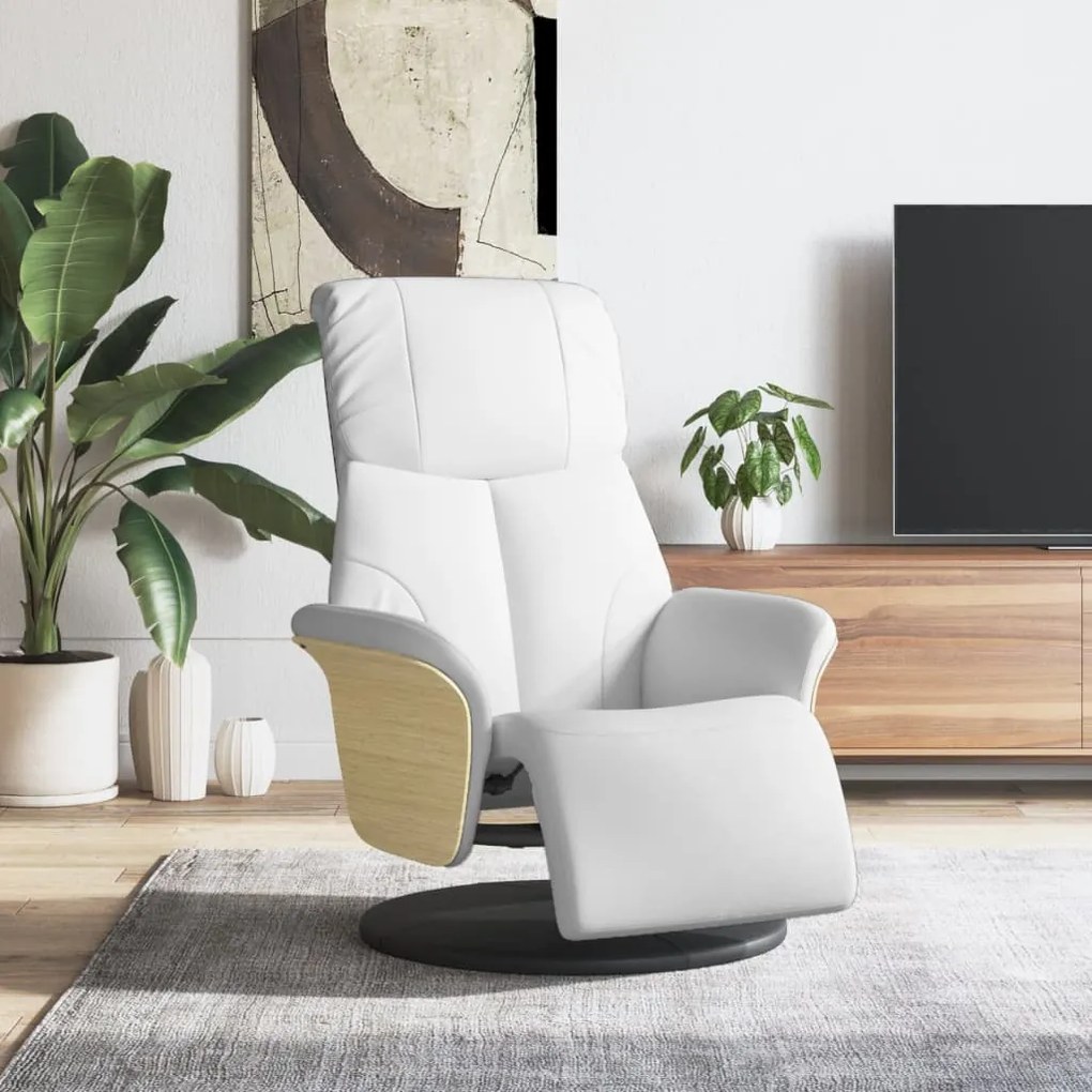vidaXL Cadeira reclinável com apoio de pés couro artificial branco