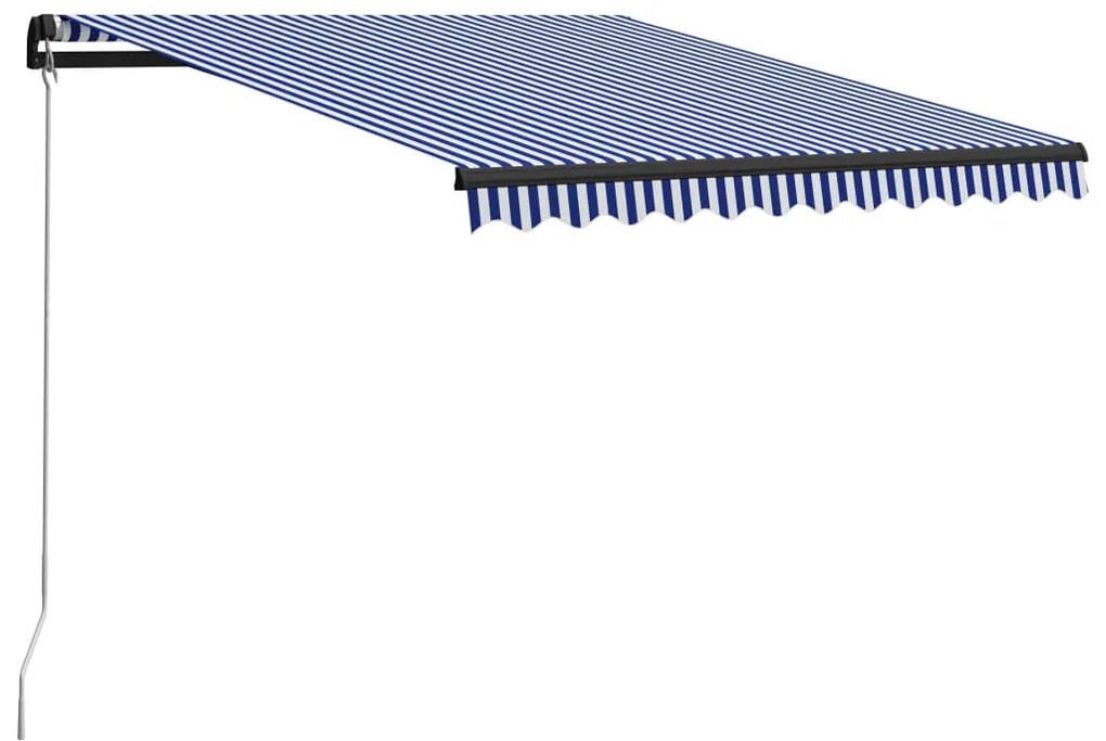 Toldo retrátil manual 350x250 cm azul e branco