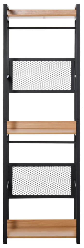 Cabide de entrada 2 em 1 com 3 prateleiras de armazenamento e 2 barras de cabide para corredor Quarto Sala de estar 60x40x190 cm Madeira natural preta