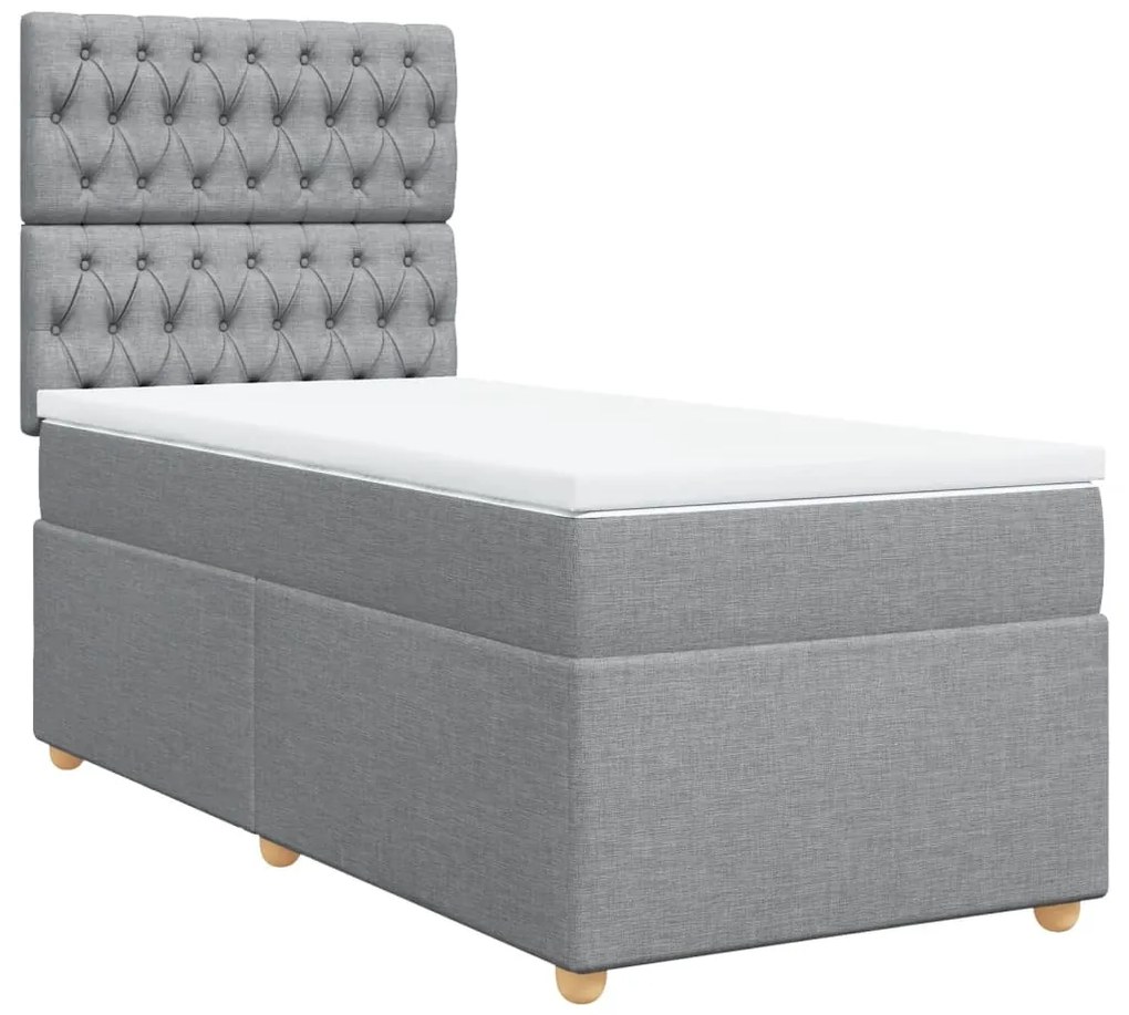 Cama com molas/colchão 90x190 cm tecido cinzento-claro