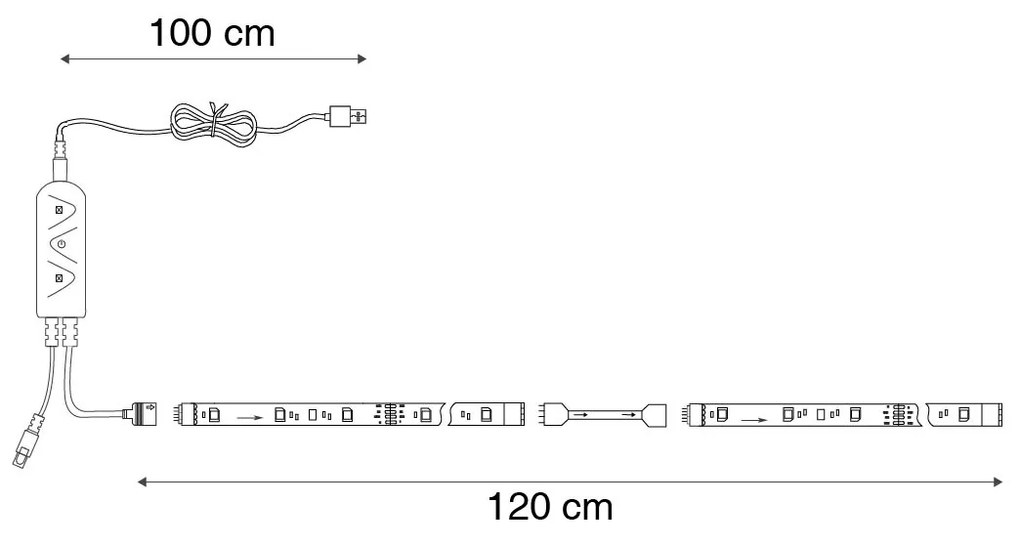 Fita LED regulável 1,2 metros RGBW 2,5W Design