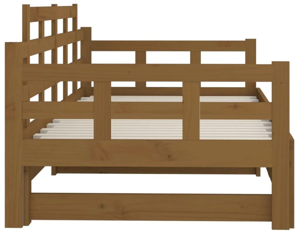 Estrutura sofá-cama de puxar 2x(90x200) cm pinho castanho-mel