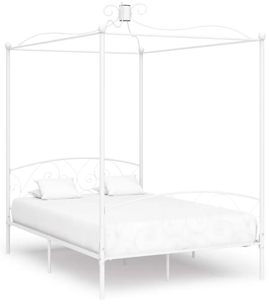 Estrutura de cama com dossel metal 140x200 cm branco