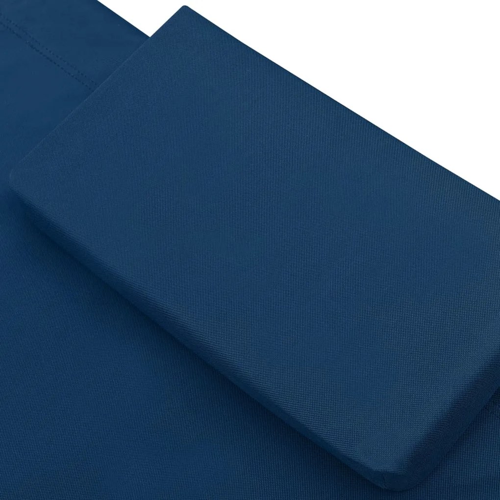 Espreguiçadeira com toldo e almofada azul
