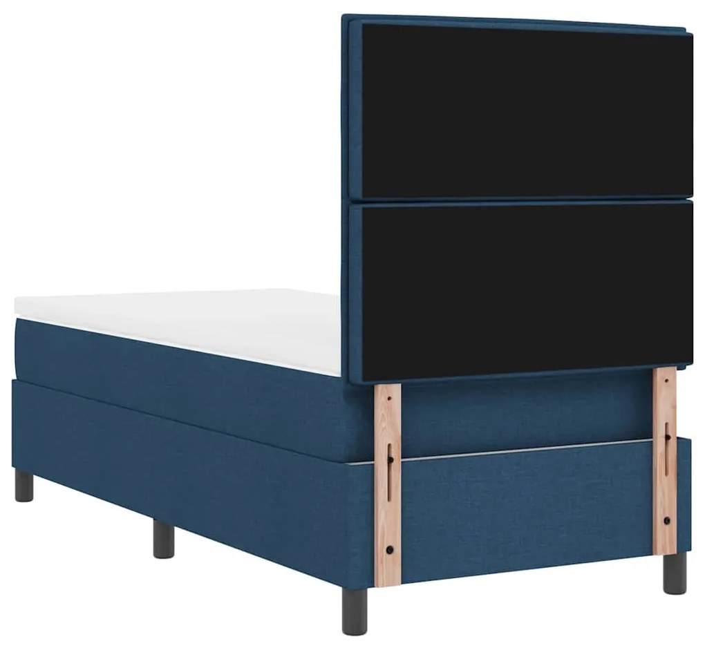 Cama Box com Colchão e Luz LED Azul 100x200 cm em Tecido