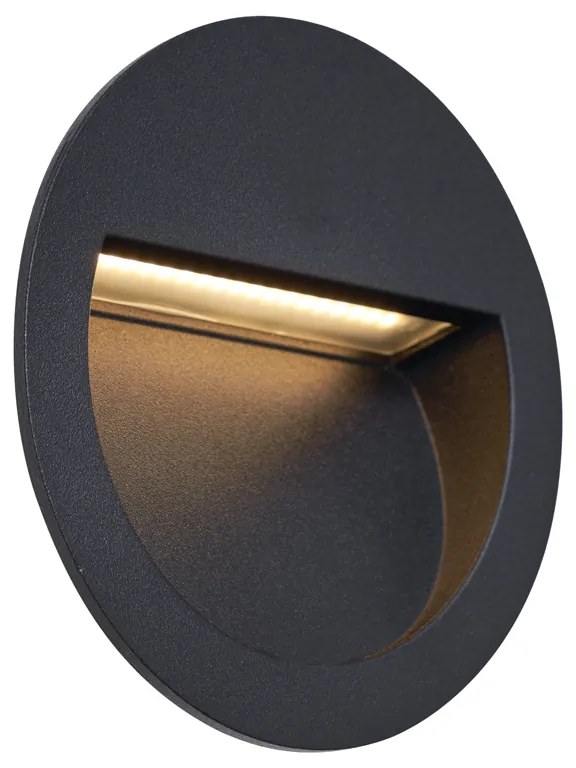 Candeeiro de parede embutido moderno preto incluindo LED IP65 - Gem Moderno