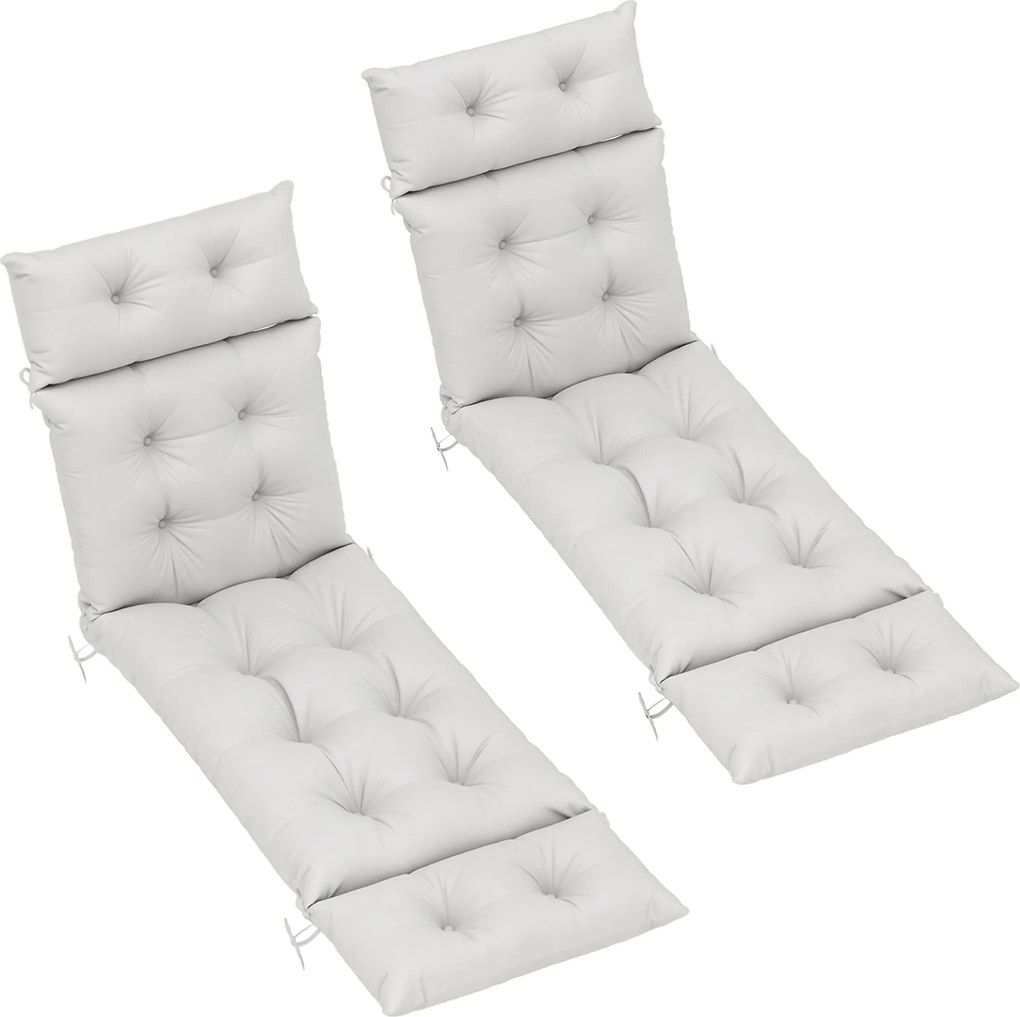 Outsunny Conjunto de 2 almofadas para espreguiçadeira almofada para banho de sol espesso, confortável - 6 tiras, 190 x 56 x 10 cm, cinza claro | Aosom Portugal