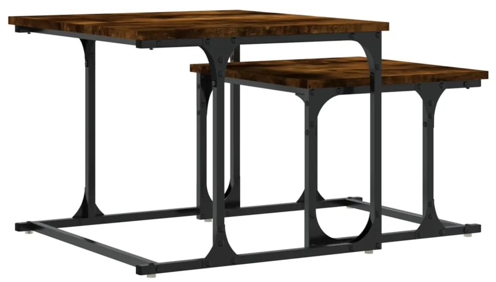 Mesa de centro encastrar 2 pcs deriv. madeira carvalho fumado