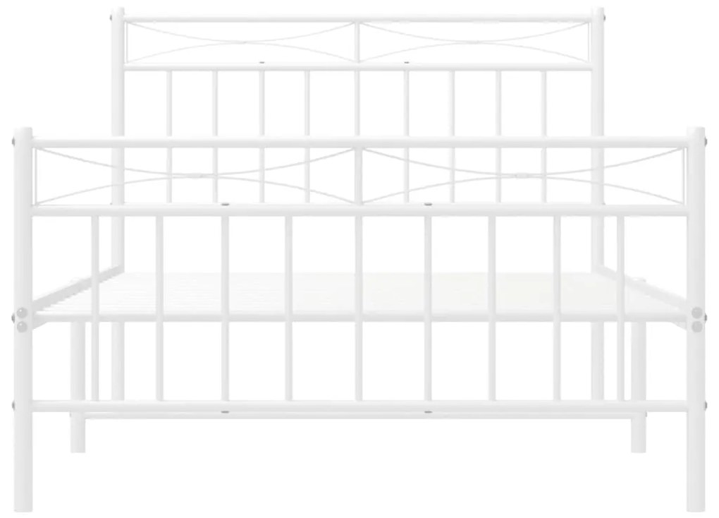 Estrutura de cama com cabeceira e pés 107x203 cm metal branco