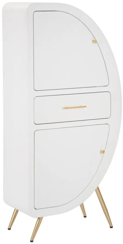 Aparador Venus com 2 Portas e Gaveta – 60x32x133 cm – Branco e Dourado