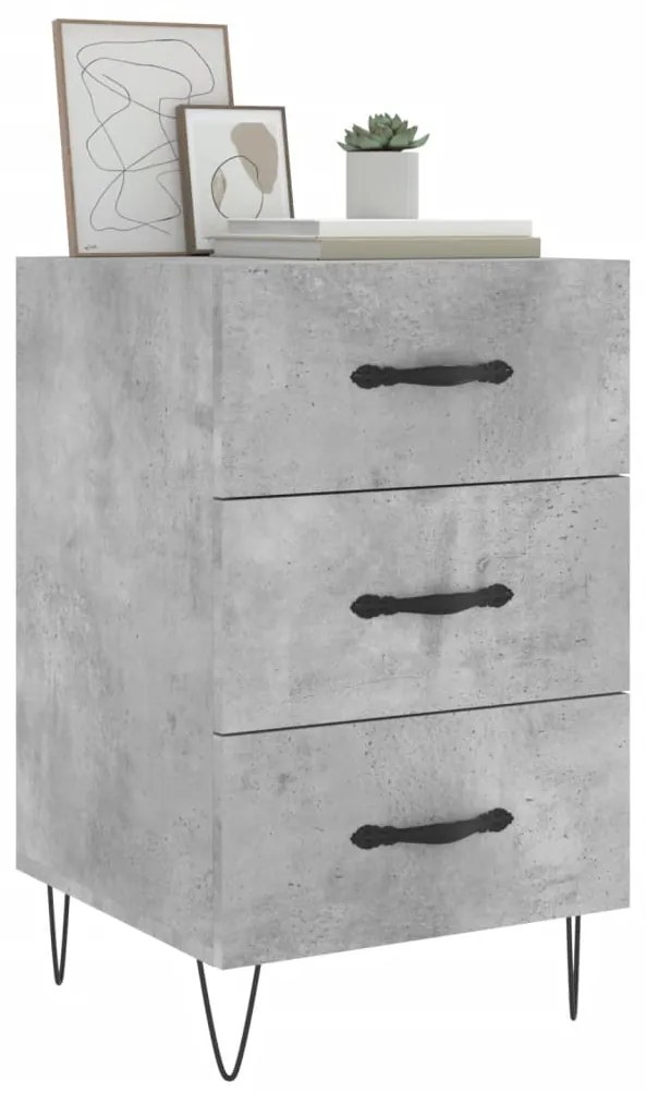 Mesa de cabeceira 40x40x66 cm derivados madeira cinza cimento