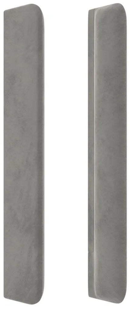 Cabeceira cama c/ luzes LED veludo 183x16x118/128cm cinza-claro