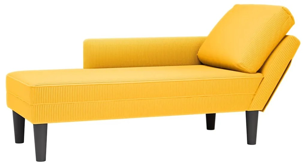 Chaise lounge com almofada tecido corduroy amarela claro