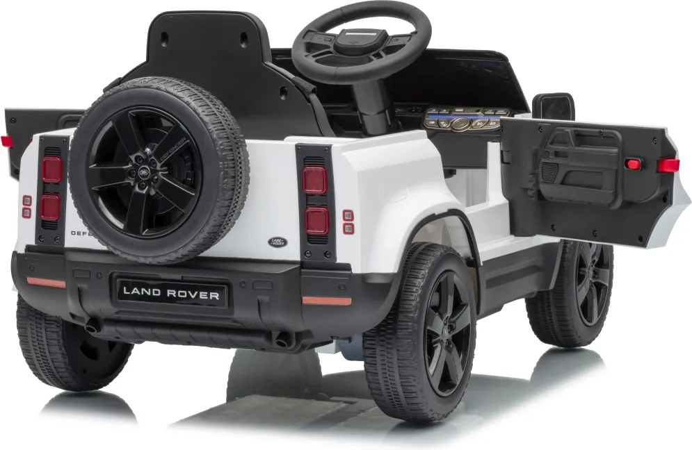 Carro elétrico para Crianças 12V 4x4 Land Rover Defender Rodas de espuma EVA, Assento Couro ecológico, Controlo remoto Branco