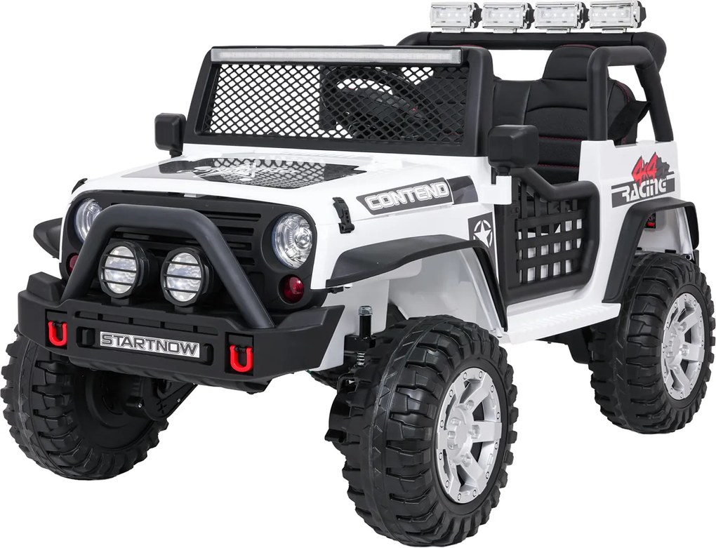 Jipe elétrico para Crianças 12V Jeep BEAST 4x4, Rodas de espuma EVA, Assento Couro ecológico Branco