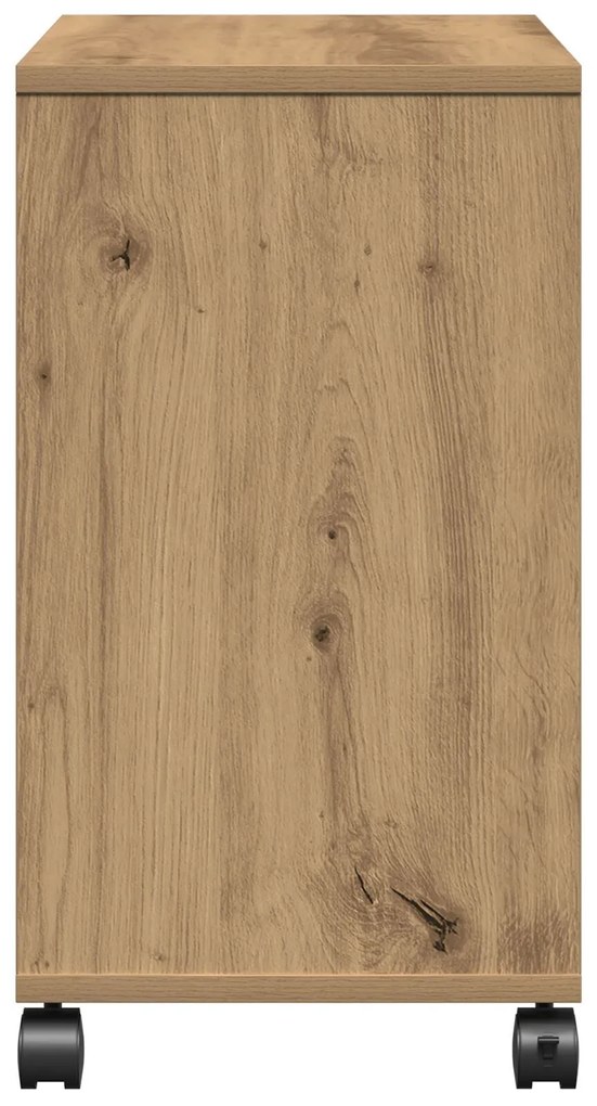 Mesa lateral vidaXL com rodas em Carvalho Artisan 50x30x55 cm de Madei