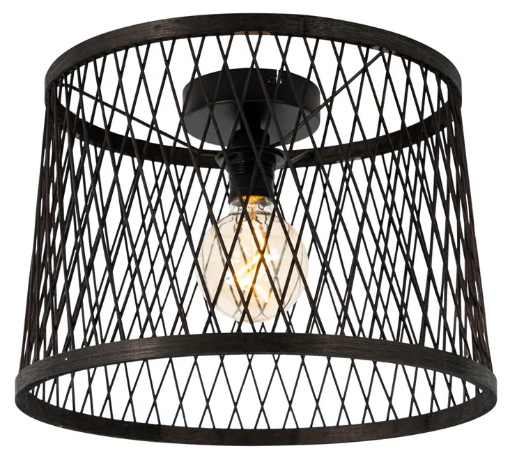 Candeeiro de teto rural rattan preto 40 cm IP44 - Calamus Rústico