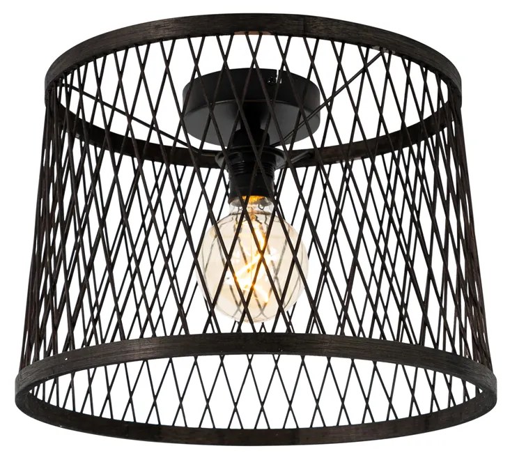Candeeiro de teto rústico preto em vime 40 cm IP44 - Calamus Rústico