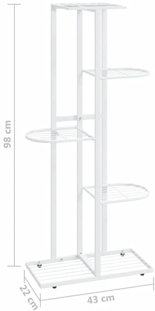 Suporte de vasos c/ 5 prateleiras 43x22x98 cm metal branco