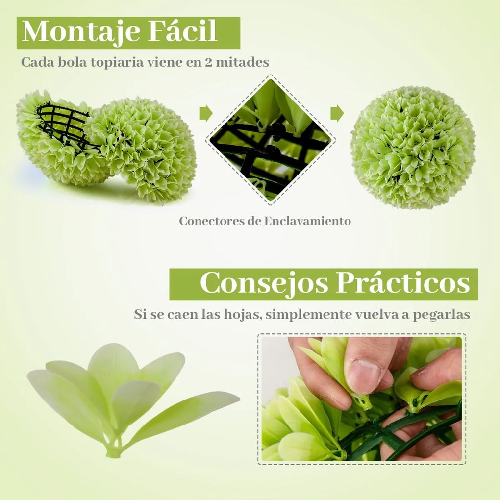 Conjunto de 2 bolas de plantas artificiais 28 CM Bolas decorativas Decoração interior e exterior com proteção solar Verde