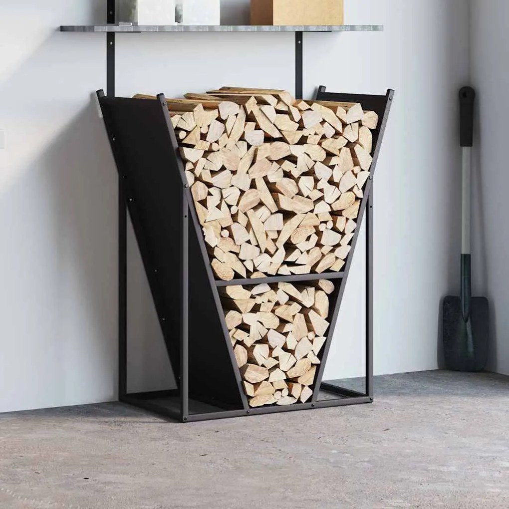 Suporte para lenha 69,5x35x81 cm aço laminado a frio preto
