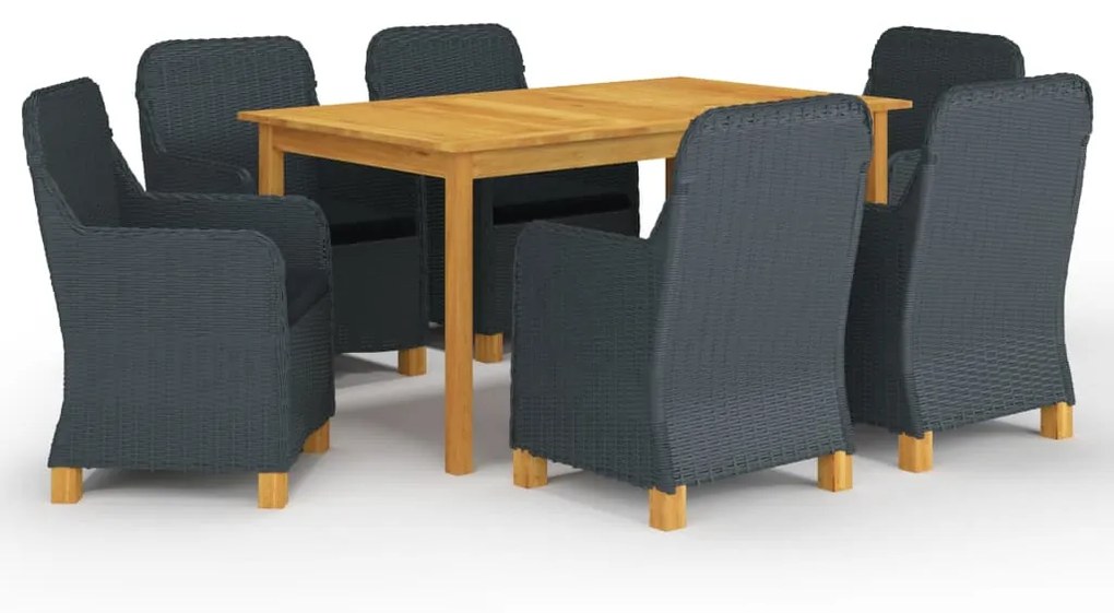 vidaXL 7 pcs conjunto de jantar para jardim cinzento-escuro