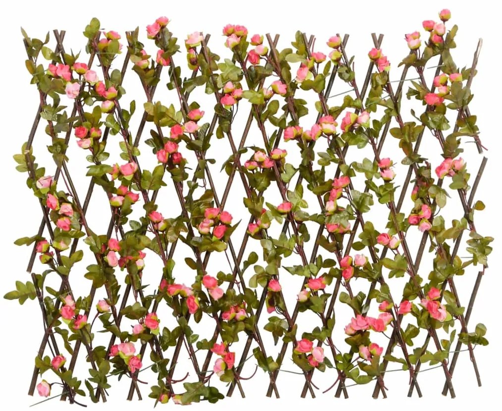  Treliça hera artificial extensível 5 pcs 180x60 cm rosa escuro