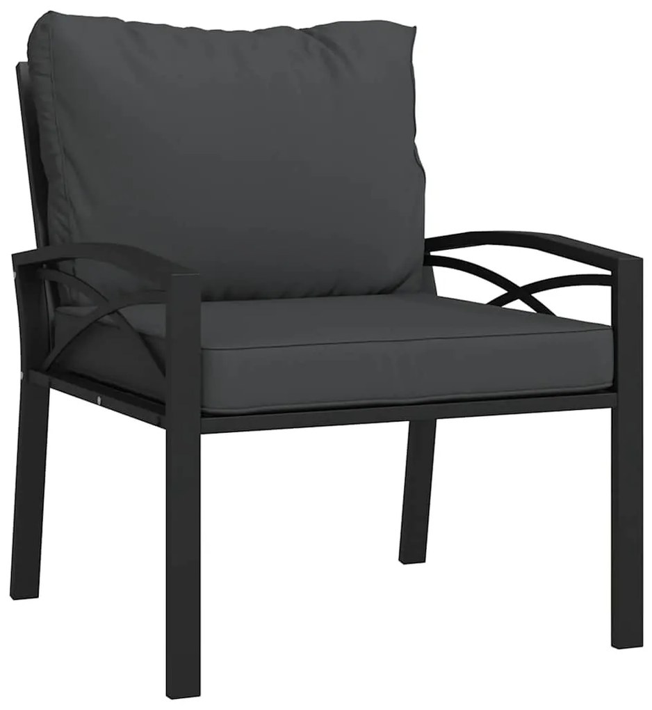 Cadeiras de jardim c/ almofadões cinzentos 2pcs 68x76x79 cm aço