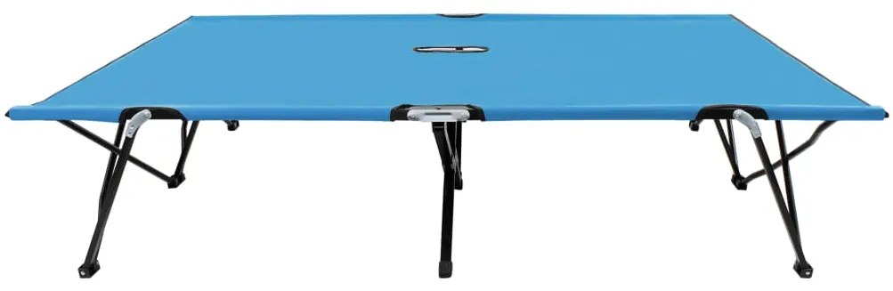 Espreguiçadeira/cama dobrável para 2 pessoas aço azul