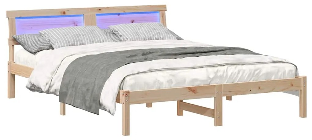 Estrutura da Cama Castanho 140 x 200 cm Madeira de Pinheiro