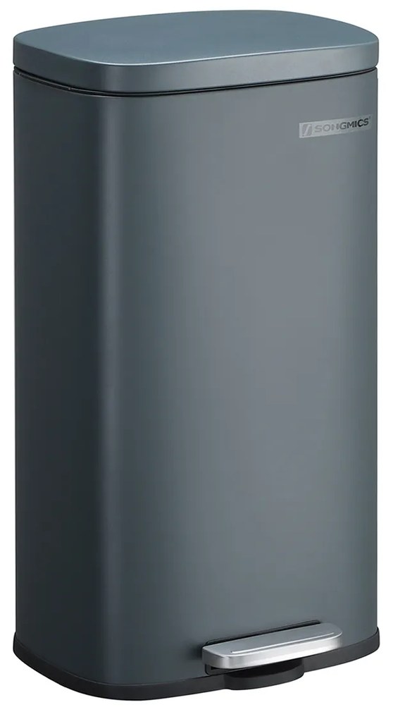 Caixote de cozinha 30 L, pedal, balde interior, fecho suave, cor cinzento fumado