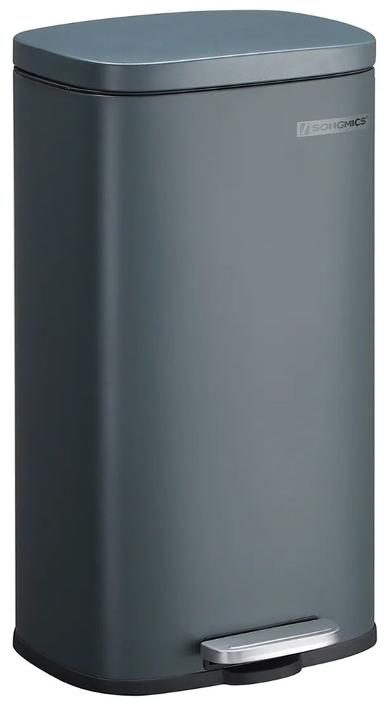 Lixeira de cozinha com pedal e tampa suave | SONGMICS | 34.8 x 29.7 x 63.3 cm | cinzento | LTB03GS.