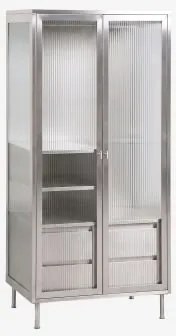 Armário 85x180 Cm Em Aço E Vidro Paoline Cinzento Escovado - Sklum