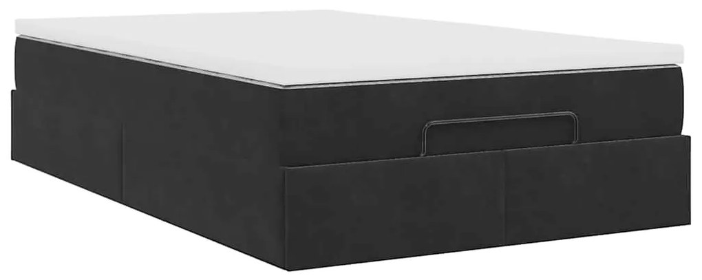 Estrutura de cama otomana com colchão 120x200 cm veludo preto
