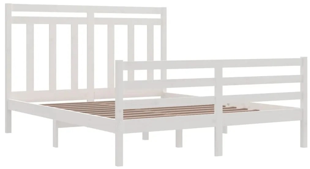 Estrutura de cama 160x200 cm madeira maciça branco