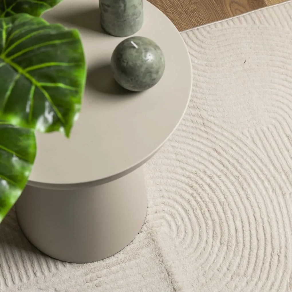 Tapete de pelo curto IZA visual escandinavo 100x200cm cor creme
