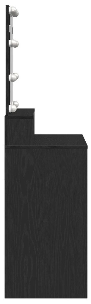 Mesa de Maquiagem com Espelho e Luzes LED Carvalho Preto Madeira Engen