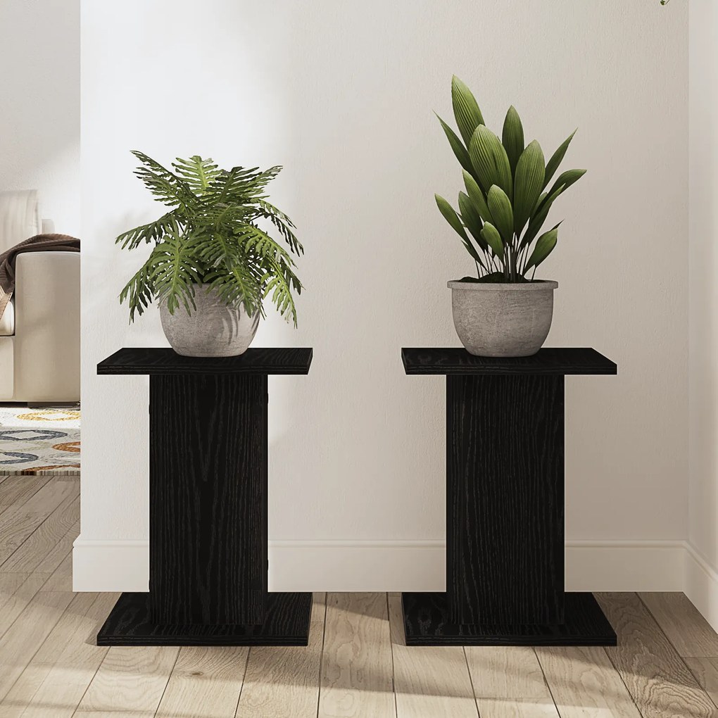 Suporte para Plantas vidaXL 2 pcs Preto Carvalho 30x30x40 cm Madeira d