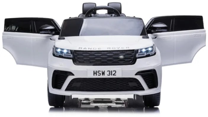 Range Rover Velar Carro elétrico infantil 12v, módulo de música, assento de couro, pneus de borracha EVA Branco