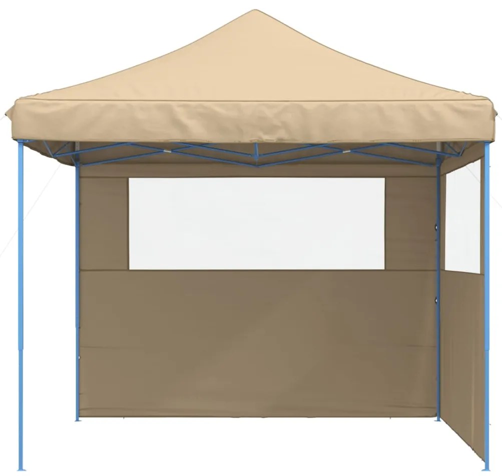 Tenda para festas pop-up dobrável com 2 paredes laterais bege