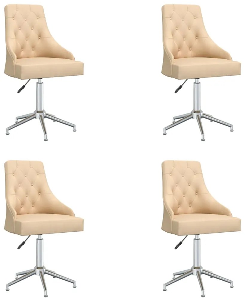 vidaXL Cadeiras de jantar giratórias 4 pcs tecido cor creme