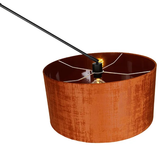 Candeeiro de pé moderno preto com cúpula laranja 50 cm - Editor Moderno