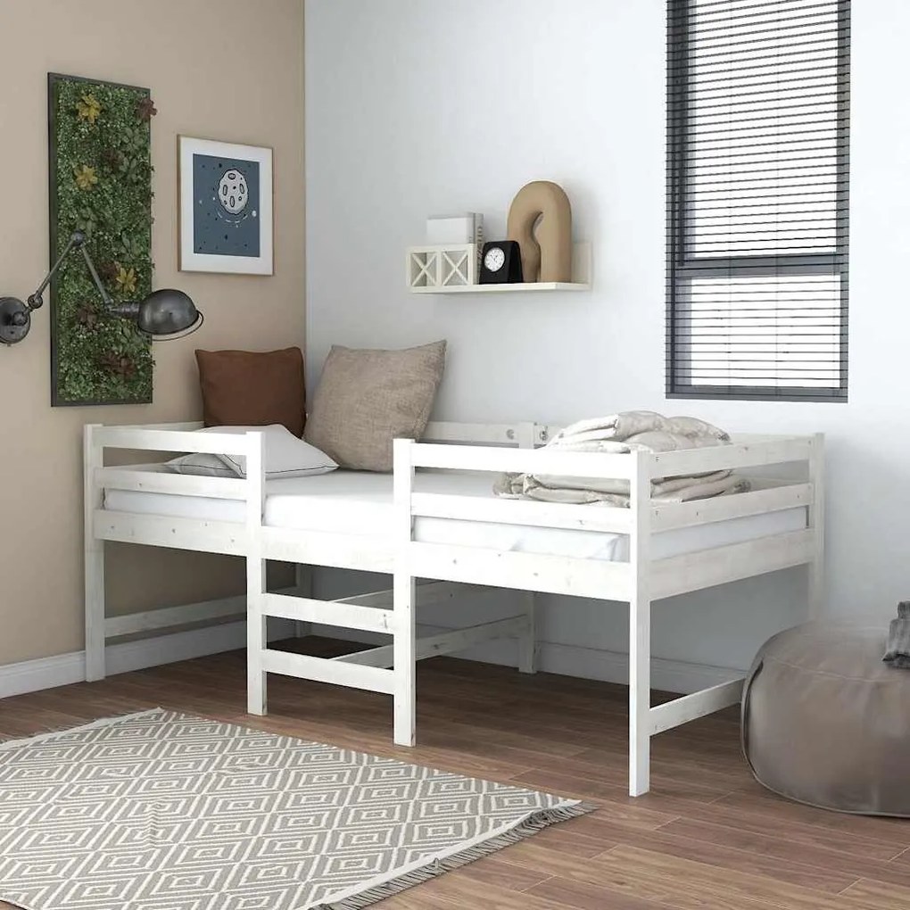 Cama sem colchão 90x200 cm madeira de pinho maciça branco
