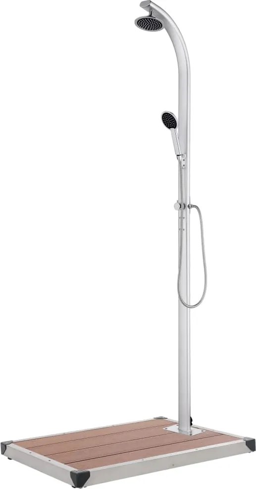 vidaXL Chuveiro de jardim c/ base castanha 220 cm alumínio