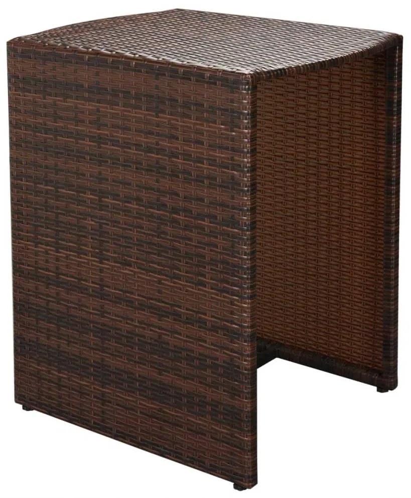 3 pcs conjunto bistrô com almofadas vime PE castanho